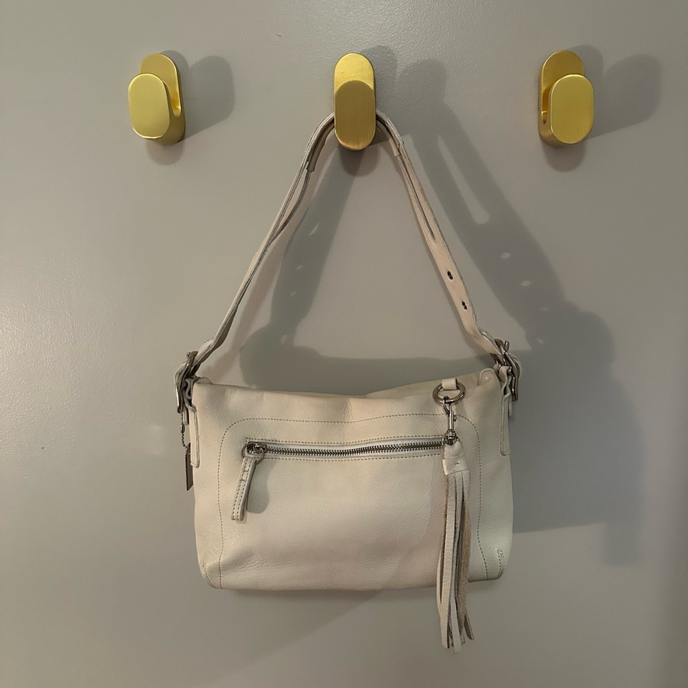 Coach Cream Leather Bag with Tassle